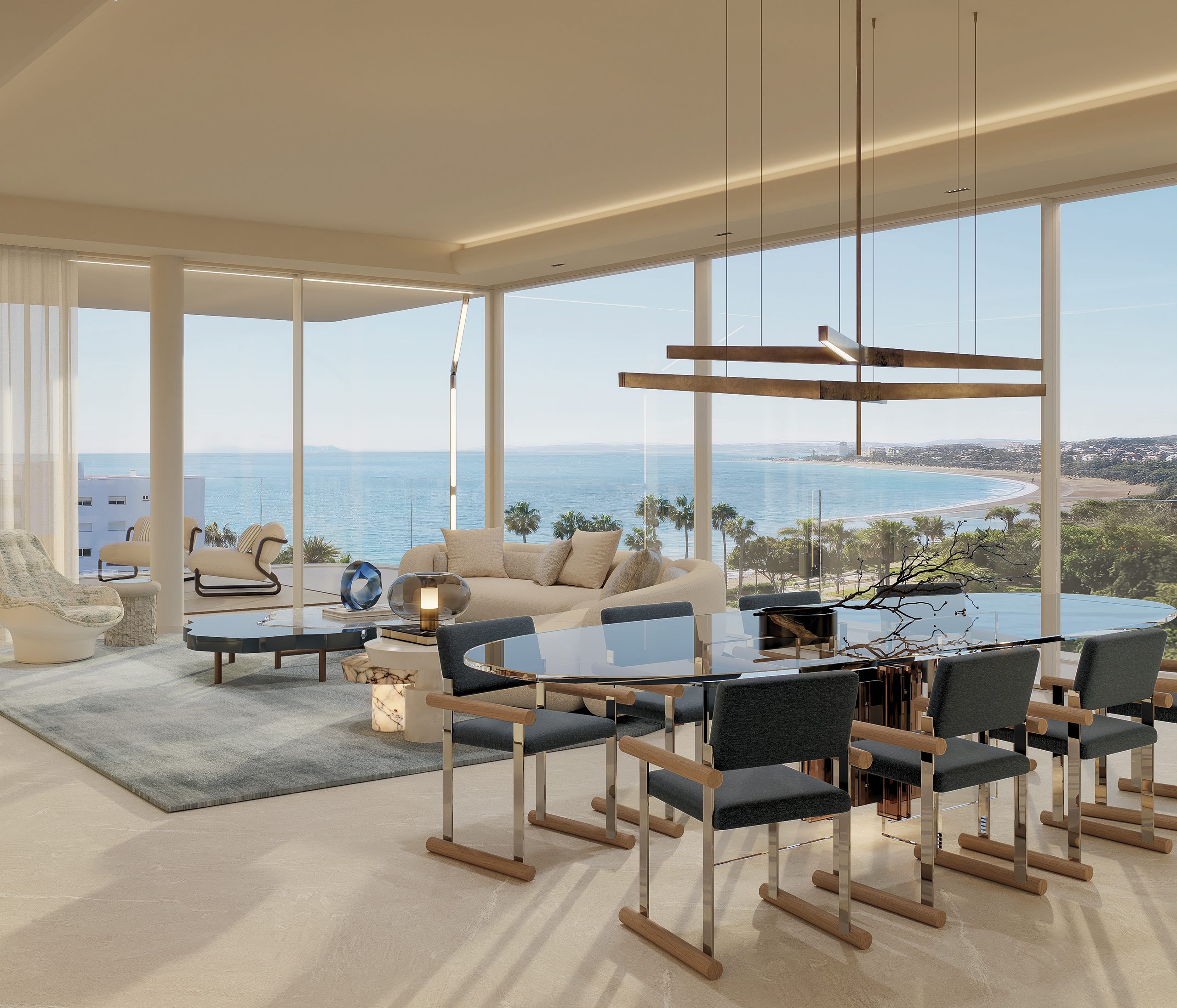 Living room and dining room